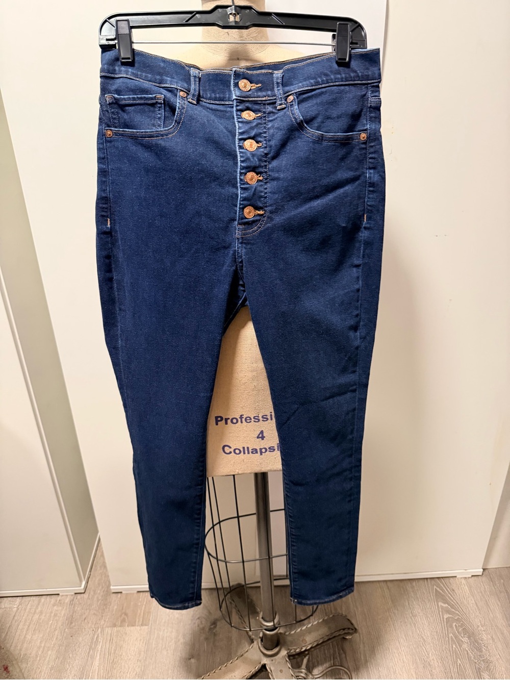 Express Dark Blue High-Rise Button-Fly Jeans